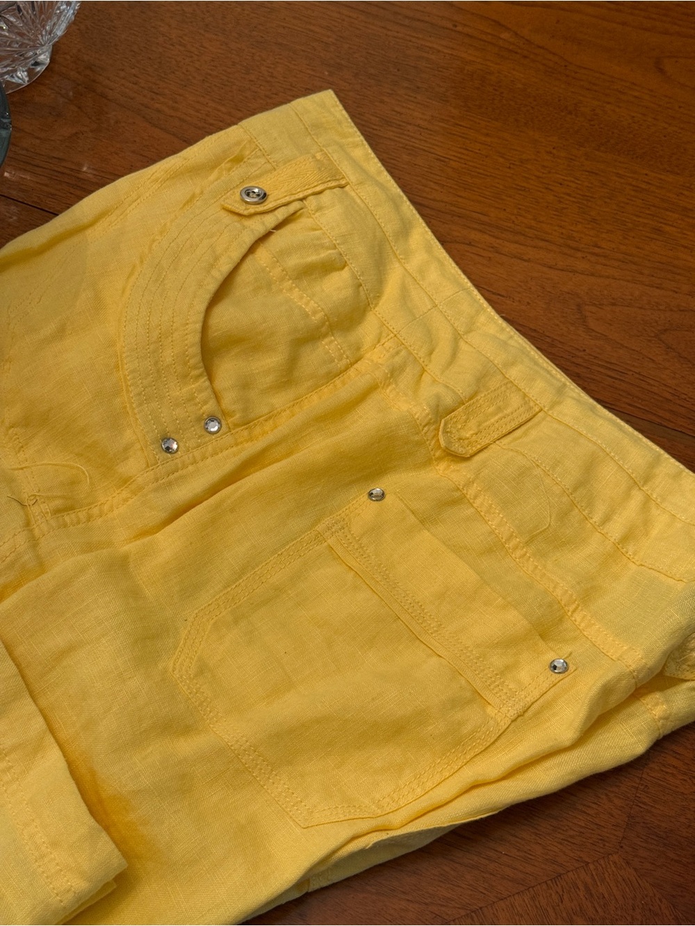 Women’s Yellow Cargo Linen Pants - Picture 9 of 9